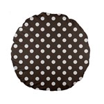 Brown And White Polka Dots Standard 15  Premium Round Cushions Front