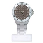 Brown And White Polka Dots Nurses Watches Front