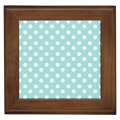 Blue And White Polka Dots Framed Tiles