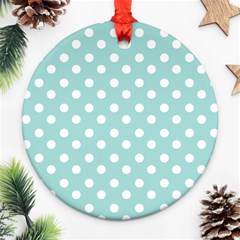 Blue And White Polka Dots Ornament (round) 