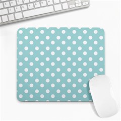 Blue And White Polka Dots Large Mousepads by GardenOfOphir