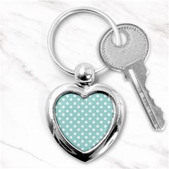 Blue And White Polka Dots Key Chains (heart) 