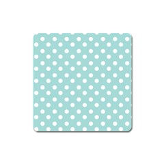 Blue And White Polka Dots Square Magnet