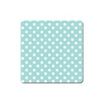 Blue And White Polka Dots Square Magnet Front