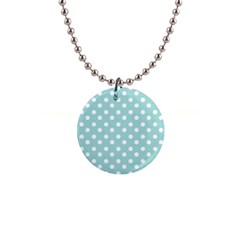 Blue And White Polka Dots Button Necklaces by GardenOfOphir