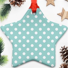 Blue And White Polka Dots Star Ornament (two Sides)  by GardenOfOphir