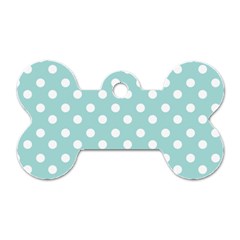 Blue And White Polka Dots Dog Tag Bone (one Side)