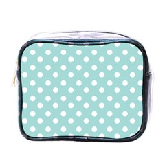 Blue And White Polka Dots Mini Toiletries Bags by GardenOfOphir