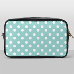 Blue And White Polka Dots Toiletries Bags by GardenOfOphir