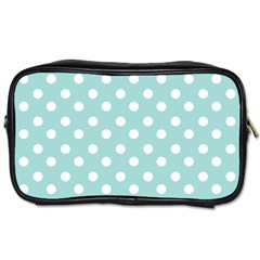 Blue And White Polka Dots Toiletries Bags 2-side by GardenOfOphir