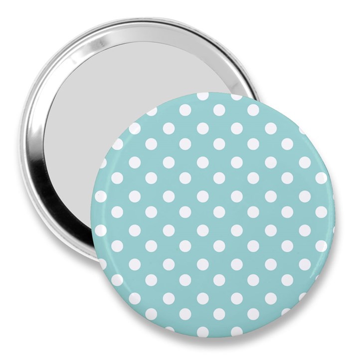 Blue And White Polka Dots 3  Handbag Mirrors