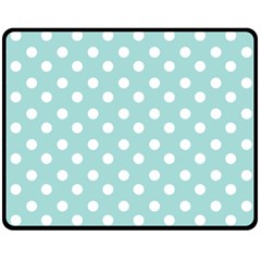 Blue And White Polka Dots Double Sided Fleece Blanket (medium)  by GardenOfOphir