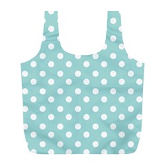 Blue And White Polka Dots Full Print Recycle Bags (l) 