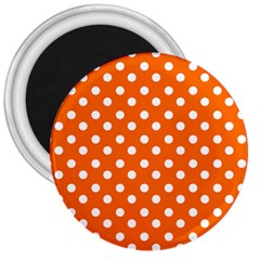 Orange And White Polka Dots 3  Magnets