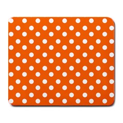 Orange And White Polka Dots Large Mousepads