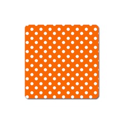 Orange And White Polka Dots Square Magnet