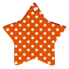 Orange And White Polka Dots Star Ornament (Two Sides) 