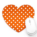 Orange And White Polka Dots Heart Mousepads Front