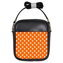 Orange And White Polka Dots Girls Sling Bags