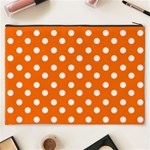 Orange And White Polka Dots Cosmetic Bag (XXXL)  Back