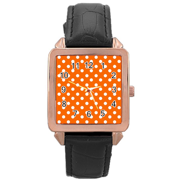 Orange And White Polka Dots Rose Gold Watches