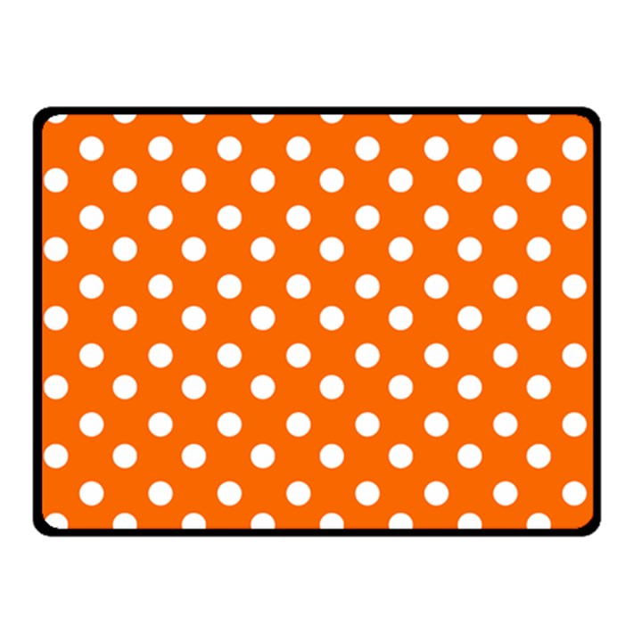 Orange And White Polka Dots Double Sided Fleece Blanket (Small) 