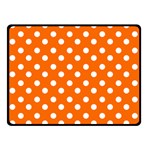 Orange And White Polka Dots Double Sided Fleece Blanket (Small)  45 x34  Blanket Back