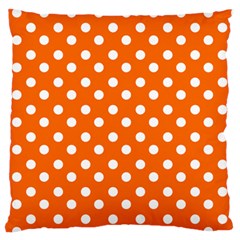 Orange And White Polka Dots Large Flano Cushion Cases (Two Sides) 