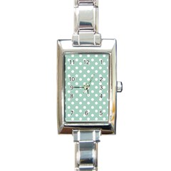 Light Blue And White Polka Dots Rectangle Italian Charm Watches by GardenOfOphir