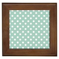 Light Blue And White Polka Dots Framed Tiles by GardenOfOphir