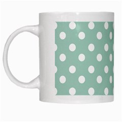 Light Blue And White Polka Dots White Mugs by GardenOfOphir