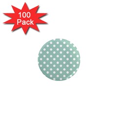 Light Blue And White Polka Dots 1  Mini Magnets (100 Pack) 