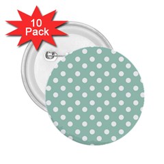 Light Blue And White Polka Dots 2 25  Buttons (10 Pack) 