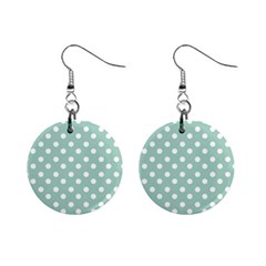 Light Blue And White Polka Dots Mini Button Earrings by GardenOfOphir