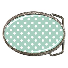 Light Blue And White Polka Dots Belt Buckles