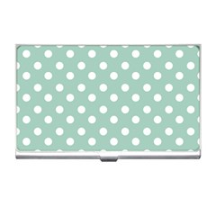 Light Blue And White Polka Dots Business Card Holders by GardenOfOphir