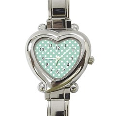 Light Blue And White Polka Dots Heart Italian Charm Watch by GardenOfOphir