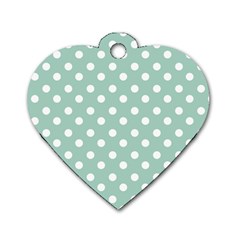 Light Blue And White Polka Dots Dog Tag Heart (one Side)