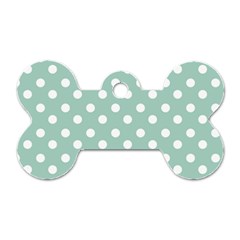 Light Blue And White Polka Dots Dog Tag Bone (two Sides)