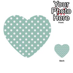 Light Blue And White Polka Dots Multi-purpose Cards (heart)  by GardenOfOphir