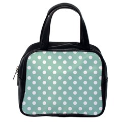 Light Blue And White Polka Dots Classic Handbags (one Side)