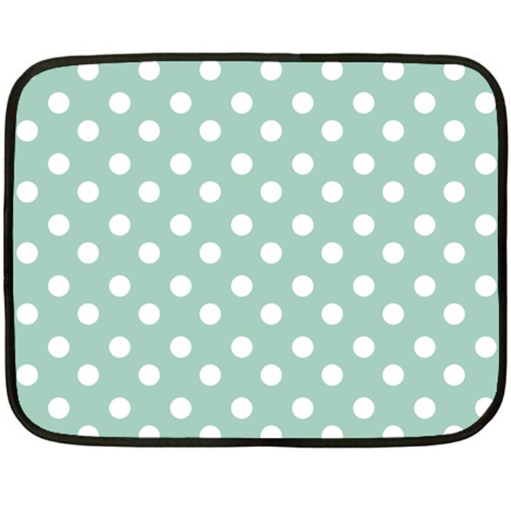 Light Blue And White Polka Dots Double Sided Fleece Blanket (Mini) 