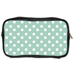 Light Blue And White Polka Dots Toiletries Bags by GardenOfOphir