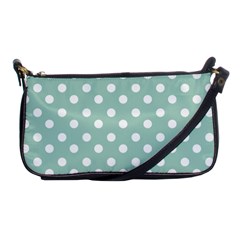 Light Blue And White Polka Dots Shoulder Clutch Bags