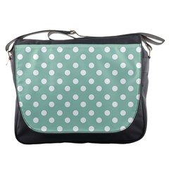 Light Blue And White Polka Dots Messenger Bags