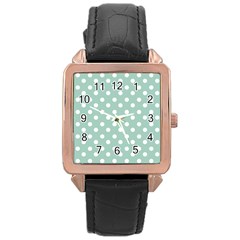 Light Blue And White Polka Dots Rose Gold Watches