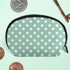 Light Blue And White Polka Dots Accessory Pouches (large) 