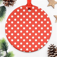 Indian Red Polka Dots Ornament (round) 