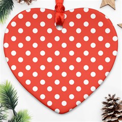 Indian Red Polka Dots Ornament (heart) 