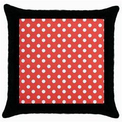 Indian Red Polka Dots Throw Pillow Cases (black) by GardenOfOphir